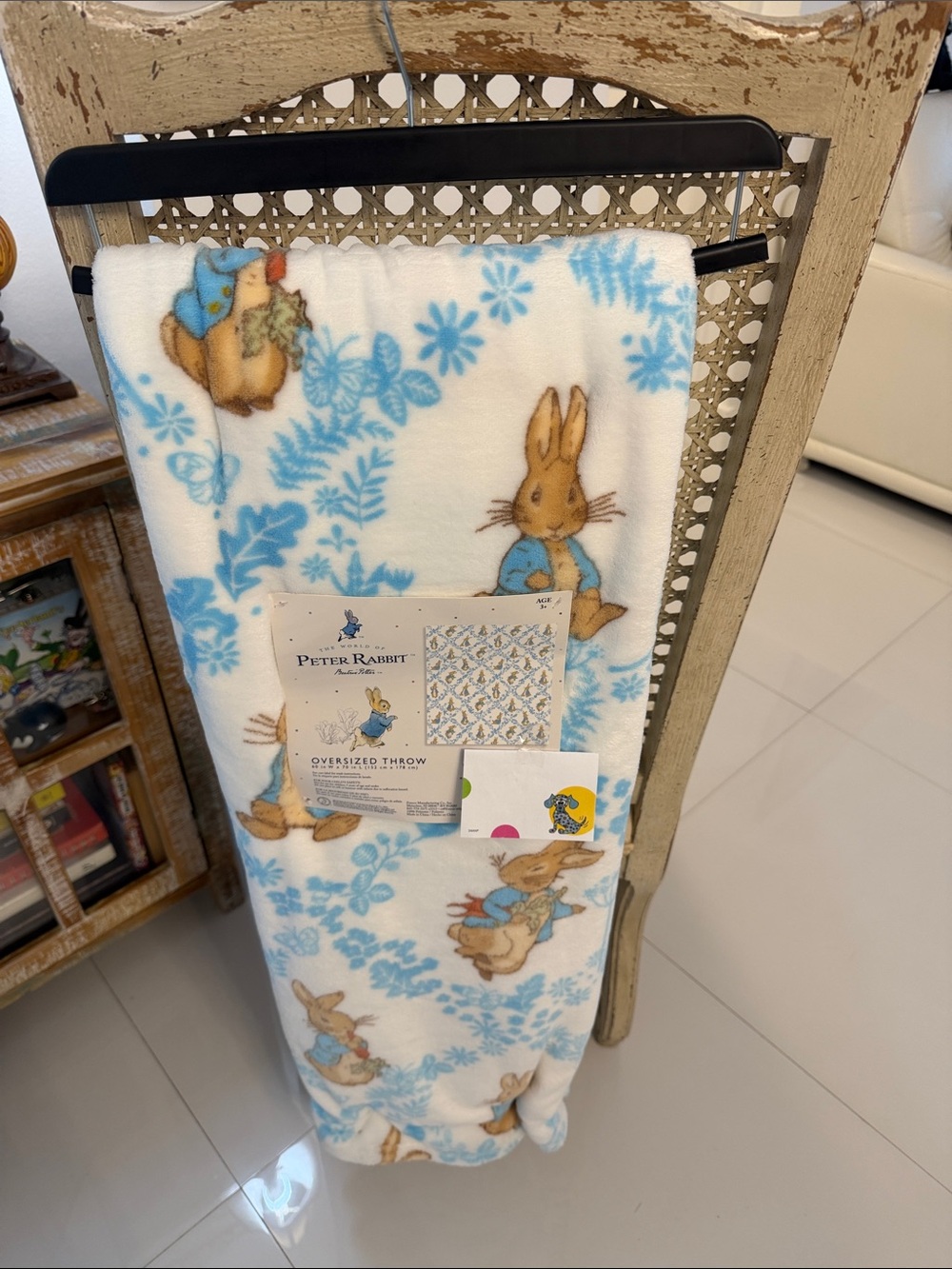 Peter Rabbit Blue & Cream Oversized Plush Throw Blanket